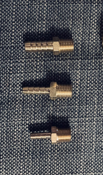 Brass nozzles in 3 different sizes are included in our Oil Kits, as well as a manual shut off valve and connections to our standard 6" or 8" Bottle Filling Machines.  